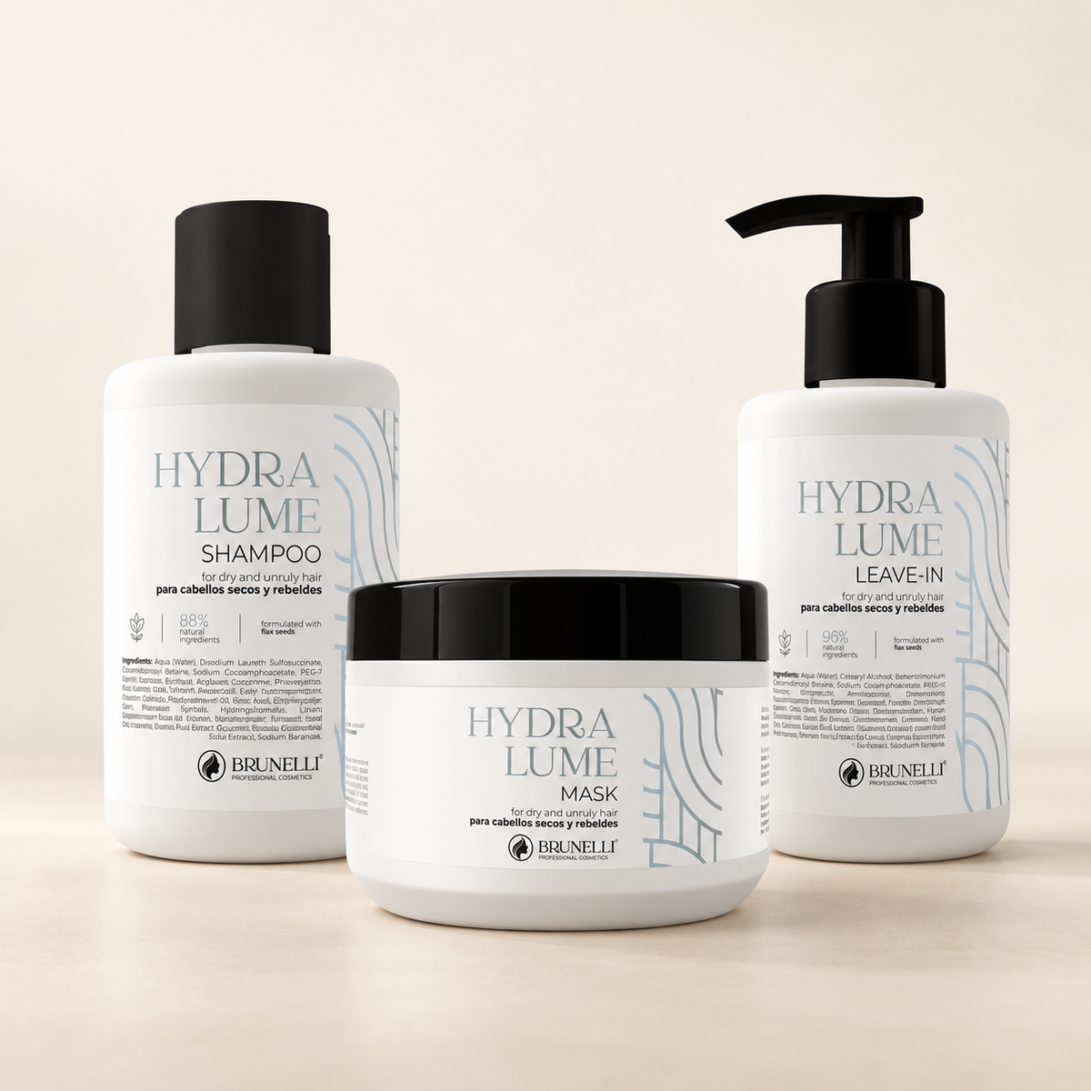 Pack Hydralume Brunelli con champú, mascarilla y leave-in